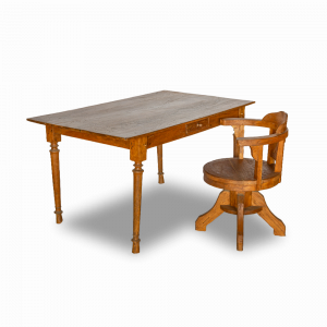 Tavolo / Scrivania in legno di teak con cassetto centrale #1257ID650