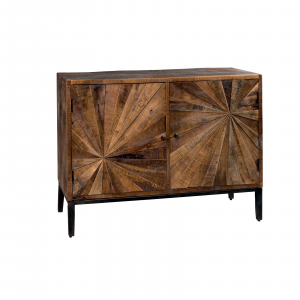 Broome - Credenza 2 Ante in legno di acacia, colore naturale in stile vintage, dimensione: cm 122 x 40 x 92 h 