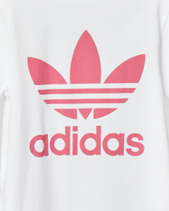 T-shirt bianca mezza manica con logo Trifoglio rosa 9-14 anni