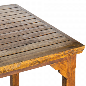 Tavolo quadrato con listelle in legno di teak siam thailandese