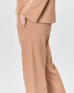 Pantalone cropped color cammello in felpa di cotone