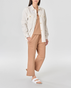 Pantalone cropped color cammello in felpa di cotone