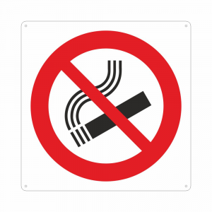 Cartello con simbolo vietato fumare
