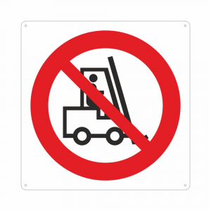 Cartello con simbolo vietato l'accesso ai carrelli elevatori