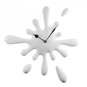 Wall clock Macchia white hand decorated resin 47x5x50 Made in Italy