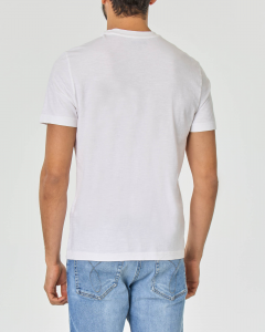 T-shirt bianca mezza manica in cotone fiammato