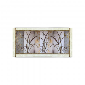 Quadro Ariel ecopelle crema floreale 29 canvas+ glitter oro 132x62cm artigianale