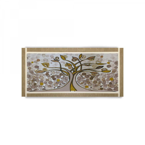Quadro Ariel ecopelle beige albero della vita 26 canvas+glitter oro rame 132x62