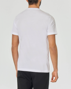 T-shirt bianca mezza manica con logo EA7 e fascia verde fluo