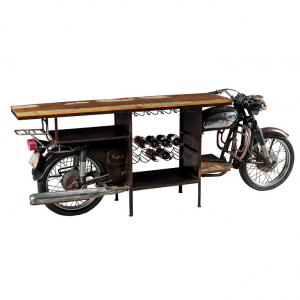 Motorbike - Consolle Bar riproduzione vecchia motocicletta anni '60 stile vintage retrò, dimensione: cm 280 x 72 x 106 h