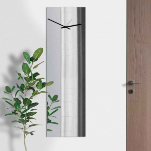 Orologio da parete Narciso specchio verticale a muro grigio chiaro 30x100