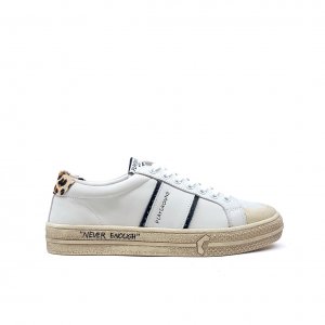 Sneaker bianca con tallone leopardato Moa
