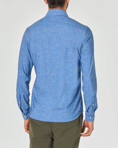 Camicia azzurra micro-fantasia in tessuto tecnico hyper comfort simil chambray