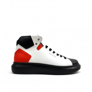 Sneaker alta bianca/rossa/nera Guess