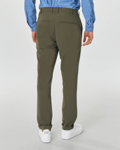 Pantalone chino verde militare in tessuto tecnico hyper comfort