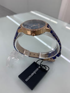 Orologio donna Rocco Barocco con cinturino logato in pelle azzurra RBW551