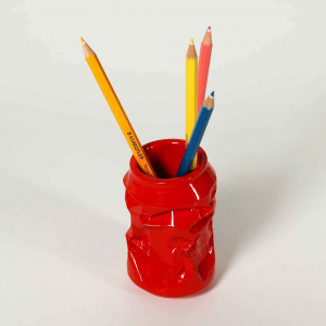 Penholder Lattina Can multipurpose Vase in glossy red resin
