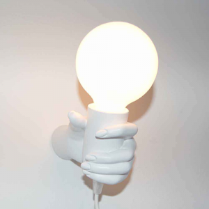 Lampada da parete Mano Donna in resina bianco Made in Italy 