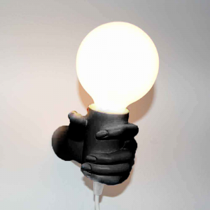 Lampada da parete Mano Donna in resina nero Made in Italy 