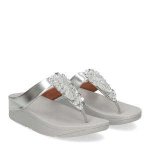 Fitflop Fino Sequin toe thongs silver