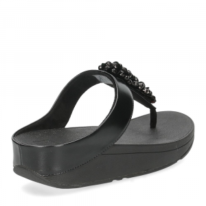 Fitflop Fino Sequin toe thongs all black-5