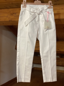 Pantalone Bianco Bambina Vicolo con fiocco