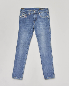 Jeans Dhary skinny in cotone elasticizzato con lavaggio chiaro stone washed 10-16 anni