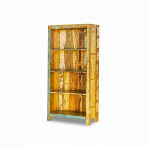 Libreria indiana in legno massello di teak recuperato