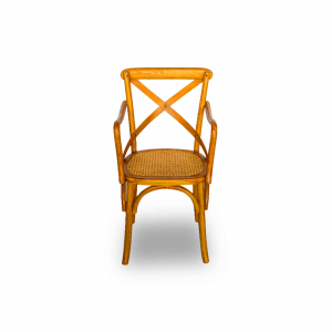 Sedia con braccioli in legno di teak con seduta intreccio rattan naturale #1323ID175