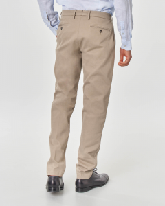 Pantalone chino tortora in tricotina di cotone stretch