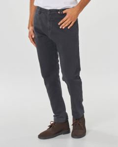 Pantalone chino grigio antracite in tessuto diagonale di cotone stretch