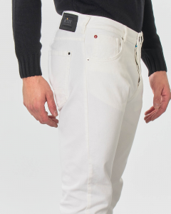 Pantalone cinque tasche bianco in bull di cotone stretch
