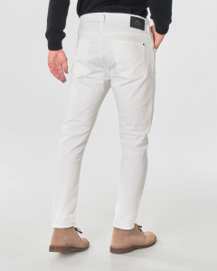 Pantalone cinque tasche bianco in bull di cotone stretch