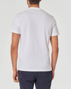 T-shirt bianca mezza manica con grafica sole e logo stampata davanti