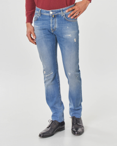 Jeans 622 lavaggio chiaro super stone washed in cotone stretch con rotture e abrasioni