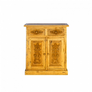 Credenza bassa in legno di teak con ante e cassetti intagliati #1156ID780
