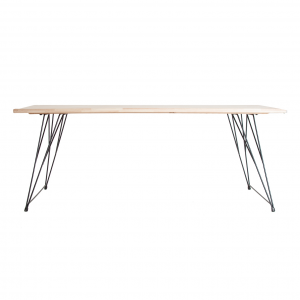 Sibota - Tavolo da pranzo in legno di abete con struttura in metallo, colore naturale stile contemporaneo, dimensioni 200 x 90 x 76 cm.