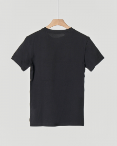 T-shirt nera mezza manica con logo Trifoglio 9-14 anni