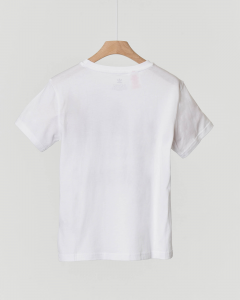 T-shirt bianca mezza manica con logo Trifoglio 9-14 anni