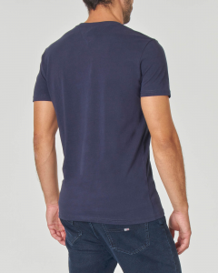 T-shirt blu mezza manica con logo stampato