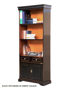 2-door black lacquered bookcase