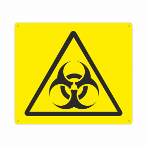 Cartello con simbolo W009 pericolo rischio biologico