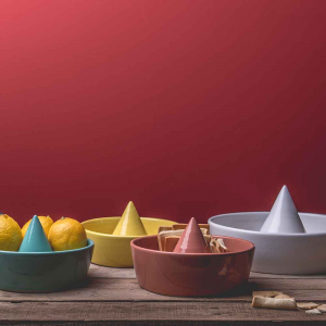 Portaoggetti centrotavola portafrutta Sombrero S in ceramica turchese 