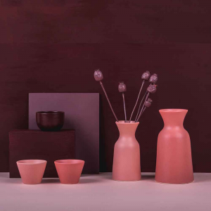 Vaso caraffa 1L in ceramica opaca rosa made in Faenza 