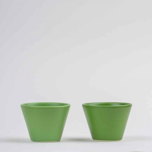 2pcs cups in green matt ceramic handcrafted in Faenza
