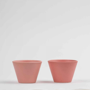 Bicchiere ciotola da tavola in ceramica opaca rosa made in Faenza