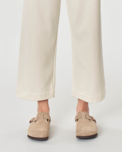 Pantalone cropped color panna in felpa di cotone