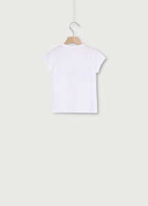 T-shirt bianca mezza manica con stampa grafica scritta Special e strass 8-16 anni