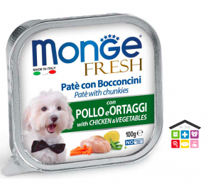  Monge fresh Paté e Bocconcini con Pollo e Ortaggi 0,100g