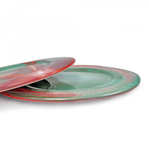 Faenza rounde ceramic artisan charger plate 31 red-turquoise
